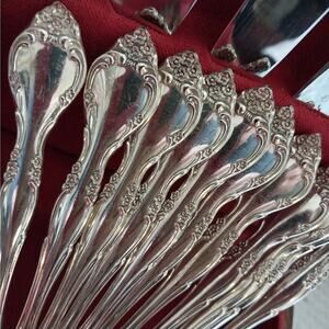 "AFFECTION!" ANTIQUE SILVERPLATE FLATWARE 1960, VINTAGE COMM., SVC-12, 77 PCS!